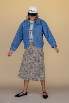 This Denim Jacket is to die for! Featuring quilted material, a triple self-tie front, and rounded hemlines, it's dainty and girly in all the right ways. Easily pair this jacket with things in your closet and wear it for years to come! triple self-tie front ruffled Peter Pan collar front patch pockets // paired with a set coming soon! Chic Spring Outerwear For Casual Gatherings, Spring Cotton Quilted Jacket, Trendy Cotton Quilted Jacket For Spring, Chic Quilted Jacket For Spring Workwear, Quilted Cotton Outerwear For Spring, Spring Cotton Quilted Outerwear, Spring Quilted Cotton Outerwear, Spring Cotton Quilted Jacket With Pockets, Casual Quilted Utility Jacket For Spring