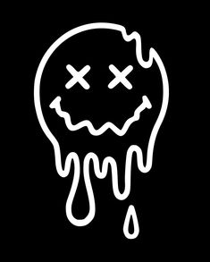 a black and white drawing of a skull with tears on it's face in the dark