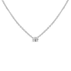 A timeless jewelry essential, this white diamond pendant will bring unparalleled sparkle to your neck. This elegant lab grown diamond glistens in 14k white gold metal. The oval shaped, brilliant lab-grown diamond radiates a beautiful white sparkle. It floats within the four-prong setting of this 14k white gold stud necklace. This lab-grown diamond is crafted to the highest standards and has a VS2-SI1 clarity grade. This dazzling oval shaped diamond has a total weight of 1/5 carat and comes with Classic Silver Diamond Necklace With Lab Grown Diamonds, Silver Classic Solitaire Necklace With Oval Pendant, Classic Silver Solitaire Necklace With Oval Pendant, Classic White Gold Lab Grown Diamond Necklace, Classic Oval Pendant Necklace With Single Diamond, Classic Necklace With Single Diamond Oval Pendant, Formal White Gold Oval Pendant Diamond Necklace, White Gold Solitaire Necklace With Oval Pendant, Timeless White Gold Oval Pendant Diamond Necklace