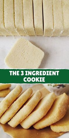 the three ingredient cookie is cut into pieces