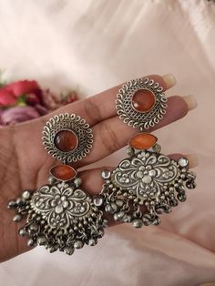 Light weight 3 inches Silver Look Alike Jewellery, Luxury Diwali Jewelry With Motifs, Luxury Heavy Fusion Earrings, Luxury Fusion Jhumkas As Gift, Handmade Luxury Earrings For Diwali, Luxury Festive Earrings With Oxidized Finish, Luxury Handmade Earrings For Diwali, Trendy Nickel-free Silver Plug Earrings, Trendy Silver Dangle Jewelry