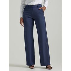 Add a little extra personality to your business casual wardrobe with the Lee® Ultra Lux Comfort Pant. These slacks are built to combine the best of style and comfort, with a sleek design that feels more like wearing lounge wear to the office. They come with a wide leg that fits perfectly all the way to the waist, and gives your legs plenty of room to move. Pair them with a flowy blouse for a look that's as comfortable as it is stylish. 67% Rayon, 28% Nylon, 5% Spandex. Emperor Navy. 2 W / 33 Inc Tailored Wide-leg Pants For Business Casual, Relaxed Fit Wide Leg Office Pants, Relaxed Fit Wide-leg Dress Pants For Workwear, Office Wide Leg Relaxed Fit Pants, Office Work Pants With Welt Pockets In Solid Color, Chic Tailored Work Pants For Office, Stretch Solid Color Work Pants For Business Casual, Stretch Solid Work Pants For Business Casual, Versatile Ankle-length Dress Pants With Welt Pockets