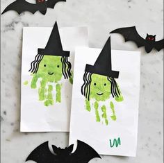 halloween crafts for kids with handprints and bats