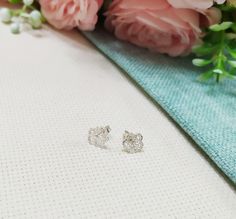 "Cute Lace flower studs .flower studs ,flower Earring , silver Lace flower silver ,Bridal jewelry, small flower studs, small stud earrings, Minimal dainty Earring, Gift for graduation, Mother's day gift, Gift for sister ♥ Dimensions of the Lace flower studs: 9.5mm/ 0.37\" ♥ sterling silver or 18 karat gold Vermeil ♥ High Quality Designer Jewelry ♥ Comes in a cute little package ready for gifting. ♥ Comes with a card. As in photo or you can Send your text .And we will prepare the card ❤ CURRENT P Gift For Graduation, Small Stud Earrings, Earrings Minimal, Silver Flower Earrings, Flower Earring, Earring Silver, Silver Lace, Earring Gift, Small Earrings Studs