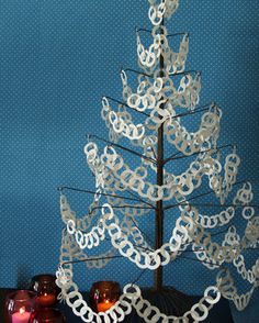 a christmas tree made out of white paper