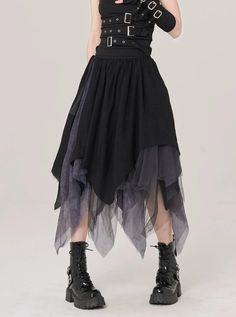 Irregular Multi-Layer Mesh Skirt Layer Skirt, Layering Skirts, Layered Skirts, Gothic Long Skirt For Alternative Fashion, Mesh Skirt Outfit, Black Gothic Skirt With Asymmetrical Hem, Layered Skirt Outfit, Gothic Flowy Ruffled Skirt, Gothic Black Ruffled Skirt