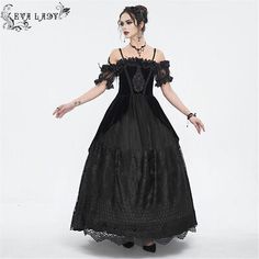 DEVIL FASHION Women Gothic Victorian Steampunk Black Party Lace Long Dresses  | eBay Black Corset Dress For Fall Costume Party, Gothic Corset Dress For Fall Party, Steampunk Corset Dress For Halloween Party, Halloween Party Overbust Corset Dress, Halloween Party Ruffled Corset Dress, Steampunk Halloween Dress For Alternative Fashion, Steampunk Style Black Evening Dress, Black Steampunk Evening Dress, Punk Style Corset Dress For Halloween Party