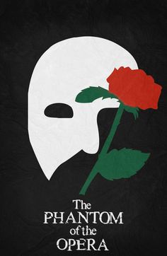 the phantom of the opera with a red rose on it's face art print