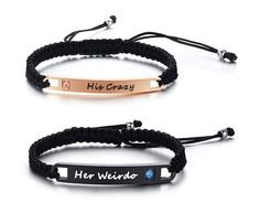 PRICES MAY VARY. 【Personalized Couple Bracelet】This is the classic rope bracelet handmade out of a single piece cord.handcrafted to show its uniqueness.You could custom special word to the special person.It's also a special way to save the special date for him&her. 【Matching Bracelet Size】Width:10mm*4mm ,Length:6.8-11.2 Inches(Adjustable).You can adjust the bracelet size to fit the your wrist.This slides bigger and smaller and stays put at point adjusted to. 【His and hers bracelets】This bracelet His And Hers Bracelets, Promise Bracelets, Long Distance Relationship Bracelets, Long Distance Bracelets, Bar Bracelet Personalized, Relationship Bracelets, Matching Couple Bracelets, Promise Bracelet, Distance Bracelets