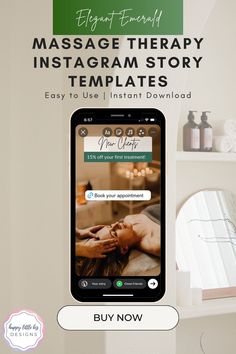 the massage therapy instagram story is displayed on an iphone