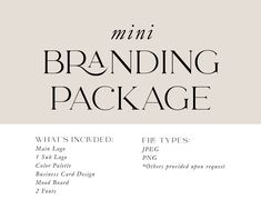 an image of a package with the words'branding package'in black and white