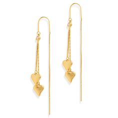 PRICES MAY VARY. Minimal gold double heart earrings, feature shiny mirror face, cool and eye catching, dangling with a fringe, extremely exquisite. Elegant shiny statement drop dangle earrings, hooked threader for pierced and multi-pierced ears, dainty link chain needles, stunning and classy when wearing alone, sweet and stylish when stacking with other cartilage rings or studs. 14k gold plated brass, lightweight, lead free, nickel free, hypoallergenic, comfortable to wear all day, no falling ea Cartilage Rings, Gold Long Chain, Chain Threader Earrings, Cartilage Ring, Minimal Gold, Thread Jewellery, Thread Earrings, Drop Dangle Earrings, Double Heart