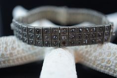 "This is the perfect option for those who like cool, unique jewelry and the luxury, shine of sterling silver . This bracelet is well made, cute and/or elegant in design, and very desirable. The bracelet is decorated with gray and clear cz . The clasp is in good working condition. The clasp is with safety hook. This bracelet is hard to find. The Wachenheimer Brothers Company of Providence, Rhode Island, started business in 1907. The bracelet is marked on the back of the catch Sterling Diamonbar P Providence Rhode Island, The Catch, Italian Charm Bracelet, Rhode Island, Chain Link Bracelet, Vintage Art Deco, Chain Link, Gray White, Silver 925