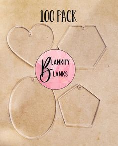 50 pack blanky blanks with hearts and hexagonal shapes in pink ink