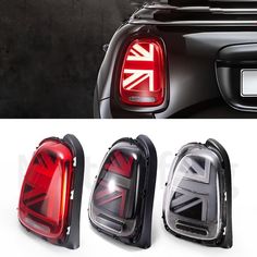 an image of the rear lights of a car with british flag on it and other images