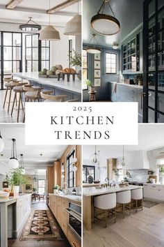 the kitchen and dining room are featured in this collage with text overlays