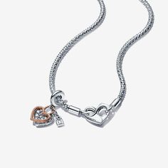 Pandora Moments Studded Chain Necklace and Heart Dangle Set Cute Pandora Necklaces, Pandora Chain Necklace, Pandora Necklace Charms, Pandora Necklace Ideas, Pandora Charm Necklace, Mind Dump, Pandora Bracelet Charms Ideas, Antlers Decor, Blue Vibes