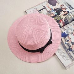 Elevate Your Summer Style Step into the sunshine with confidence and grace with our Classic Summer Panama Hat. Crafted from a blend of paper and straw materials, this hat is not just a fashion statement—it's a practical accessory designed to keep you cool and protected under the sun. Perfect for beach days, garden parties, or any casual outing, this hat combines elegance and functionality with its stylish flat brim and charming bowknot detail. Key Features Lightweight Material: Made from straw a Top Hats For Women, Fedora Beach, Straw Boater Hat, Girls Sun Hat, Summer Hats Beach, Straw Boater, Summer Straw Hat, Cap Girl, Summer Hats For Women