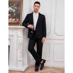 This blazer is made of high quality material, we are having the most experienced tailors to handmake these tuxedos with the finest fabric and material. With notch lapel, one button closure, three button cuffs, two front flap pockets, lined with pockets, comes in a variety of colors. Great for party, performance, banquet, wedding, graduation ceremony, proms, never let you fade in front of crowd. All-over printing offer cheer to the festival. Perfect choice for your dad, adult son, boyfriend, and Formal Single-breasted Sport Coat With Lapel Collar, Formal Single Breasted Blazer With Lapel Collar, Formal Single-breasted Blazer With Lapel Collar, Single Button Tuxedo Blazer For Party, Tailored Tuxedo For Office In Winter, Formal Notch Lapel Blazer With Welt Pockets, Tailored Winter Tuxedo For Office, Slim Fit Single Breasted Suit For Formal Occasions, Winter Formal Double Breasted Suit With Pressed Crease