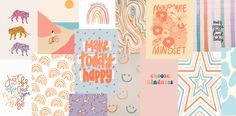 a collage of colorful images with the words make today happy