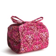 This compact cosmetic case features three zip compartments and a secure zip TPU pocket, perfect for storing your beauty essentials with ease. The elegant tie closure adds a touch of sophistication to your daily routine, making it a stylish addition to your beauty collection. Vera Bradley Wicked All Wrapped Up Cosmetic Bag in Bewitching Pink Wicked Merch, Cool Bags, Wishlist 2024, Backpack Lunch Bag, Xmas List, Vanity Bag, Girly Room, Duffel Bag Backpack, Vera Bradley Purses