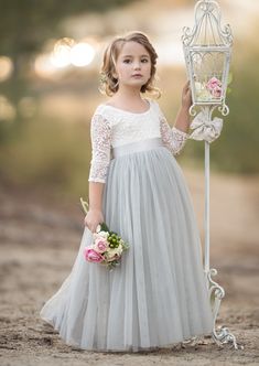 GRAY BOHO TULLE FLOWER GIRL DRESS – Hannah Rose Vintage Boutique Gray Flower Girl Dress, Silver Flower Girl Dress, Grey Flower Girl Dress, Grey Tulle Skirt, Dance Portraits, Gray Flower Girl, Flower Girl Dress Tulle, Vintage Flower Girls, Flower Girl Dresses Vintage