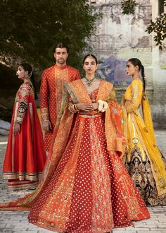 Pakistani Bridal Orange Red Lehenga Choli Dress is an embellished masterpiece that has the perfect balance of tradition and grace. The hand-crafted adornments and lavish blend of colors make this Bridal Lehenga Choli your foremost choice to wear on the wedding day. Choli: Bridal choli in the orange-red shade is a perfect attire to pair with the Bridal Lehenga. The choli is adorned with beads, gota, and pearls work. Classic design and elegant neckline give a traditional touch to this beautiful Pa Bridal Choli, Red Lehenga Choli, Pakistani Bridal Dress, Choli Dress, Red Lehenga, Bridal Lehenga Choli, Organza Dupatta, Orange Fabric, Pakistani Bridal