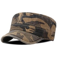 PRICES MAY VARY. ★Fabric: This Military hat is made of 100 Percent Washed Cotton. ✔️ ★The Size Adjustabe: 56-60cm=7 - 7 1/2 ; Please kindly check your head size before buy! ✔️ ★Camo Cap: This cotton cadet cap is designed for adults and teenager; Several colors are available for you, which makes it easy for you to match with different clothes.✔️ ★A Best Gift: This unisex military hat can be considered as a good gift, it is great for Spring/Summer/Early Fall, whether you want go outdoor or go on a Military Style Sports Hat, Military Hat With Flat Bill For Outdoor Activities, Military Flat Bill Hat For Outdoor Activities, Military Snapback Hat With Flat Bill For Outdoor, Camouflage Baseball Cap With Visor, Military Style Outdoor Baseball Cap, Military Style Flat Brim Trucker Hat For Outdoor, Military Style Brown Baseball Cap With Flat Bill, Military Style Flat Bill Baseball Cap For Outdoor Activities