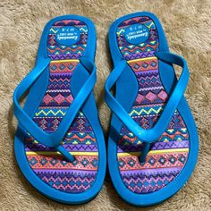 New Without Box Shoes Flip Flops, Blue Sporty Non-slip Flip Flops, Sporty Blue Non-slip Flip Flops, Multicolor Non-slip Summer Flip Flops, Cheap Multicolor Non-slip Flip Flops, Adjustable Non-slip Multicolor Flip Flops, Women's Shoes Sandals, Flip Flops, Shoes Sandals