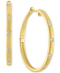 in stock Macy's Yellow Gold Diamond Earrings With Accents, Macy's Yellow Gold Round Diamond Earrings, Elegant Hoop Earrings With Diamond Accents From Macy's, Macy's Hoop Earrings With Diamond Accents For Anniversary, Macy's Hoop Jewelry With Diamond Accents, Macy's Diamond Hoop Jewelry, Macy's Hoop Diamond Jewelry, 14k Gold Hoop Earrings With Diamond Accents, Yellow Gold Channel Set Round Hoop Earrings