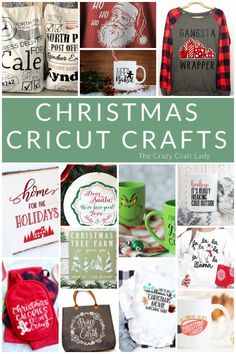 christmas cricut crafts are featured in this collage