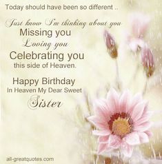 a pink flower with the words happy birthday sister on it's back and an image of