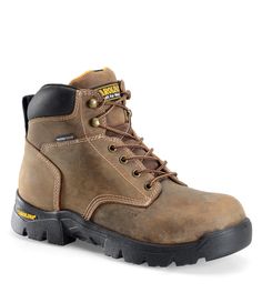 From Carolina&#x2C; the Men's 6" Waterproof Composite Toe Work Boots feature:Leather upperComposite safety toe capWaterproof SCUBALINER Removable EVA footbedElectrical hazard ratedSynthetic liningRubber outsoleImported. Brown Work Boots, Mens Winter Shoes, Men Boot, Composite Toe Work Boots, Weatherproof Boots, Work Boots Men, Outdoor Boots, Safety Boots, Boys Boots