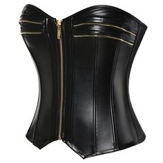 Wonder Goth Black Leather Bustier A sexy bustier corset top with a front zipper and zip line design details, and a corset-laced back panel.Material: PU Vegan Leather 45%, Polyester 55%. Black Leather Corset, Corset Shapewear, Zip Line, Waist Corset, Leather Bustier, Boho Festival Fashion, Corset Tops, Steampunk Corset, Waist Belts