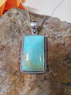 *Large  Turquoise Pendant  *Sterling Silver  *Free Shipping  *Handcrafted  *Jewelry ship in Gift box  * Will ship the pendant as pictures  All components are solid .925 silver.  Thank You For Your Looking ,And Check Out More Items In My Etsy Shop For More Great Deals, Also We Add More Jewelry To Etsy Shop regularly  PLEASE check their dimensions, before setting the order.  NOTE -Once the parcel gets shipped out, it is usually needed 3-6 business days for every where in US Please keep in mind tha Artisan Blue Turquoise Necklace Untreated, Untreated Chrysocolla Turquoise Jewelry, Nickel Free Turquoise Rectangular Jewelry, Artisan Turquoise Rectangular Jewelry, Artisan Turquoise Rectangular Pendant Jewelry, Blue Turquoise Necklace With Large Sterling Silver Pendant, Southwestern Untreated Turquoise Necklace, Untreated Southwestern Turquoise Necklace, Turquoise Chrysocolla Gemstone Necklace