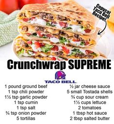 Crunchwrap Supreme Recipe, Easy Dinner Recipes For Two, Delicious Chili Recipe, Crunchwrap Supreme, Crunch Wrap, Beef Recipes Easy