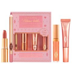 Charlotte Tilbury Pillow Talk Beautifying Lips & Cheek Set, New In Box. -What It Is: A Dreamy, Universally Flattering, Beautifying Pillow Talk Set With Four Products For Your Lips And Cheeks.- -This Set Of Celeb Favorites Perfects Your Pout From The Desk To The Disco. Mix And Match The Formulas To Create Your Ultimate Pillow Talk Lip, Then Finish With Charlotte's Multiuse, Illuminating Gel For A Soft-Focus Glow In Seconds Charlotte Tilbury Gift Set, Christmas Wishlist 2022, Pink Matte Lipstick, Makeup Gift Set, Charlotte Tilbury Pillow Talk, Beauty Gift Guide, Charlotte Tilbury Makeup, Makeup Sets, Magic Gift