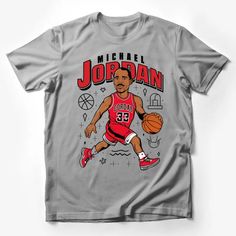 Michael Jordan Inspired Basketball Legend Graphic T-Shirt, Sports Fan Red Tee Male T-Shirt Custom graphic T-Shirt.Customize your color Streetwear Male, Retro Sports, Basketball Legends, Aesthetic T Shirts, Red Tee, Trendy Graphic Tees, Game Day Shirts, Fan Shirts, Cartoon T Shirts