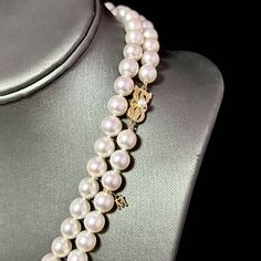 Magnificent and Rare Mikimoto Estate Akoya Pearl 9 mm necklace Necklace 36" 18k Yellow Gold Certified $56,000 M56000Estate Mikimoto 97 Pearls LARGE 9 mm 36 Inches 18 KT Yellow Gold ClaspTRUSTED SELLER SINCE 2002PLEASE REVIEW OUR 100% POSITIVE FEEDBACKS FROM OUR HAPPY CLIENTSPLEASE SEE ATTACHED MIKIMOTO CERTIFICATE AND APPRAISAL FOR DETAILSMikimoto New York730 Fifth Avenue New York, NY 10019FREE PRIORITY SHIPPINGDETAILSStone: Fine Quality Japanese Akoya PearlPearl Shape: RoundPearl Color: Pink/Wh Fifth Avenue New York, Akoya Pearl Necklace, Mikimoto Pearls, Necklace Necklace, Akoya Pearls, Pearl Jewelry, Lovely Gift, Pearl Necklace, Vintage Jewelry