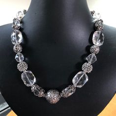 The Finest Faceted Rock Crystals And Silver Beads Comprise This Handcrafted And Versatile Necklace That Can Be Worn With Any Outfit. Approximately 19 Inches Long. Silver Bead Necklace, Rock Crystal, Beads Necklace, Jewelry Ideas, Silver Beads, Womens Jewelry Necklace, Beaded Necklace, Jewelry Necklaces, Necklaces