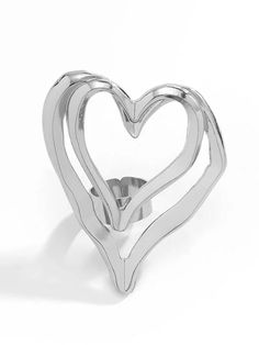 Elegant Heart-Shaped Monochrome Rings: Timeless Accessories Trendy Silver Heart Ring For Valentine's Day, Silver Heart Shaped Metal Ring, Metal Heart Ring As Gift, Heart-shaped Metal Ring Gift, Valentine's Day Metal Heart Ring Gift, Trendy Heart Ring For Valentine's Day Anniversary, Metal Heart Ring For Valentine's Day, Metal Rings For Anniversary On Valentine's Day, Heart-shaped Metal Ring Jewelry For Valentine's Day