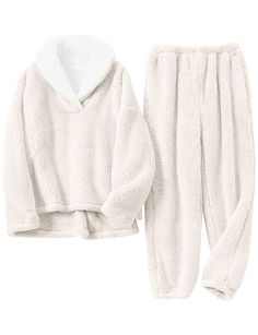 PRICES MAY VARY. Material:Women's warm plush pajamas suit is made of soft wool Sherpa, which is super comfortable. Plush fabric is very warm, so that you won't feel cold in autumn and winter. Two lovely warm pajamas, long-sleeved blouse and baggy pants. Women's home clothes are fashionable and trendy. They are comfortable,light, elastic and soft. Design: Soft and comfortable two-piece warm suit, stylish and elegant for women, ladies and girls to wear in autumn and cold winter. Simple and cute st Fluffy Pajamas, Fuzzy Loungewear, Purple Pajamas, Pijamas Women, Poncho Pullover, Cozy Sleepwear, Pajama Outfit, Warm Pajamas, Sleepwear Fashion