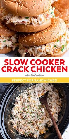 this slow cooker chicken recipe is perfect for sandwiches