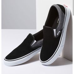 Brand: Vans Item: Classic Slip-On Shoes Suede Color: Black & Gray Size: Kids Size 2 Style/Item: Vn0a4butv3e New In Box Casual Black Slip-on Sneakers With Contrast Sole, Casual Black Slip-ons With Contrast Sole, Black Casual Slip-ons With Contrast Sole, Black Sporty Slip-ons With Cushioned Footbed, Comfortable Black Low-top Slip-ons, Black Sporty Slip-ons With Rubber Sole, Comfortable Black Slip-on Sneakers For Streetwear, Black Branded Insole Slip-ons For Streetwear, Sporty Black Slip-ons With Cushioned Footbed