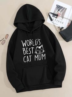 Cute and Cozy Cartoon Letter Cat Print Hoodie: A Must-Have Addition to Cute Winter Sweatshirt With Letter Print, Cozy Fit Hoodie With Letter Print, Casual Cat Print Sweater For Winter, Casual Winter Sweater With Cat Print, Cute Winter Sweater With Letter Print, Cute Letter Print Winter Sweater, Comfy Letter Print Hoodie Sweatshirt, Comfy Hoodie Sweatshirt With Letter Print, Fall Cat Print Hoodie Sweatshirt