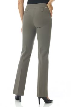 Who says that the businesswoman lifestyle is not active? These pull-on dress pants from our Secret Figure collection are your trusted companions as you squat down to deal with problems, stretch between projects, and jump into business meetings. We call them office yoga pants. The tummy control panel helps you look your stunning best while you work through a busy day, right till the after-hour parties. You’ll love pairing these pants with almost everything, from a formal shirt to a casual colorfu Elastane Dress Pants For Office, Office Pants With Stretch Elastane, Pull-on 4-way Stretch Dress Pants For Work, Office Pants Stretch Elastane, Office Pants In Stretch Elastane, Stretch Elastane Office Pants, Stretch Full-length Pants For Office Wear, Stretch Full-length Office Pants, Stretch Full Length Pants For Office