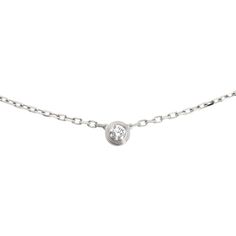 Cartier - Diamants Légers necklace, SM - Necklace Woman White gold/Diamond - Diamants Légers necklace, small model, 18K white gold, set with a brilliant-cut diamond totaling 0.09 carat. Diameter of the pattern: 4.5 mm. Chain length: 380 to 410 mm. Cartier Single Diamond Round Cut Jewelry, Cartier Jewelry With Single Round Cut Diamond, Cartier Yellow Gold Diamond Necklace For Formal Occasions, Elegant Platinum Diamond Necklace With Single Diamond, Elegant Single Diamond Platinum Necklace, Luxury Platinum Necklace With Single Diamond, Cartier Yellow Gold Diamond Necklace, Formal Cartier Diamond Necklace With Accents, Cartier Formal Jewelry With Single Cut Diamonds