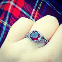 Garnet Solitaire Ring in Sterling Silver / Filigree Antique | Etsy Red Garnet Ring For Gift, Red Rings With Accent Stones For Gift, Antique Red Jewelry For Gifts, Red Ruby Filigree Ring For Wedding, Red Gemstone Ring For Gift, Adjustable Vintage Ruby Ring, Red Round Jewelry With Accent Stones, Red Jewelry With Accent Stones For Promise, Red Victorian Filigree Ring For Anniversary