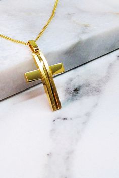 This is a elegant handmade mens gold cross 14k. Details: Height30 mm Width:16 mm Weight:Approximately 4.5gr 14k / 5.0gr 18k Metal:14k Yellow Gold Style:       Baptism Cross ❣️ For more  crosses take a look here      👉  https://www.etsy.com/shop/GiorgosJewelry?ref=seller-platform-mcnav&section_id=15859824 🎁 All of our jewelry come in specially hand packaged gift boxes        so they are ready for great gift giving! 📞 Please fill in your order a mobile phone number for any communication with th Gold Cross Pendant Necklace For Anniversary, Classic Gold Cross Necklace For Formal Events, Classic Gold Cross Necklace For Formal Occasion, Classic Gold Jewelry For Baptism, Polished Cross Necklace For Formal Occasions, Elegant Gold Cross Necklace With Polished Finish, Formal 14k Gold Crucifix Cross Necklace, Gold Cross Necklace For Formal Occasions, Formal Polished Cross Pendant Necklace