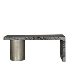 a marble table with metal legs and a silver base on white background, side view